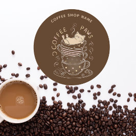 Coffee Paws lindo gato pegatina de café