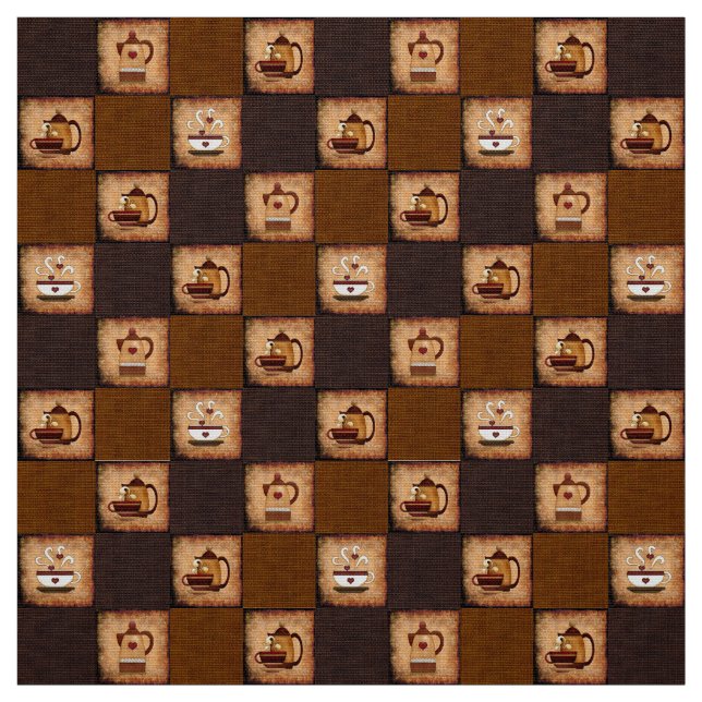 Coffee Pot & Cups Tela Rústica (Retal)