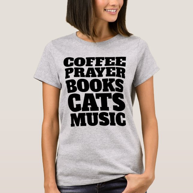 COFFEE PRAYER CINTA MÚSICA, Camisetas cristianas (Anverso)