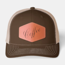 Coffee Text Mark Leather Patch Hat Casual Everyday