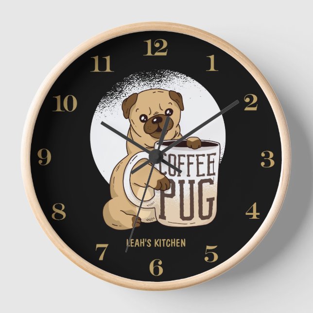☕ Coffeecore Reloj Café Memes Barista PUG PERRO (Anverso)