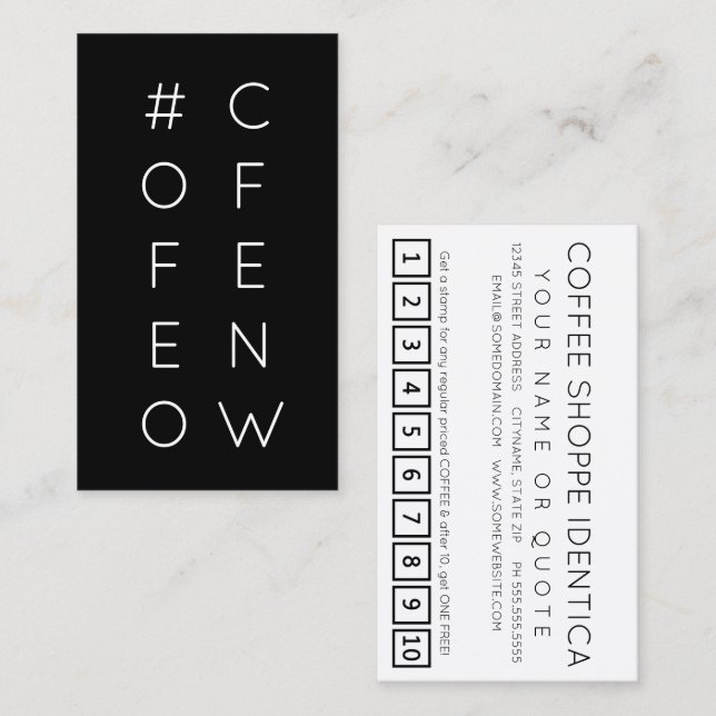 #COFFEENOW etiqueta tarjeta de puntuación de lealt (Anverso / Reverso)