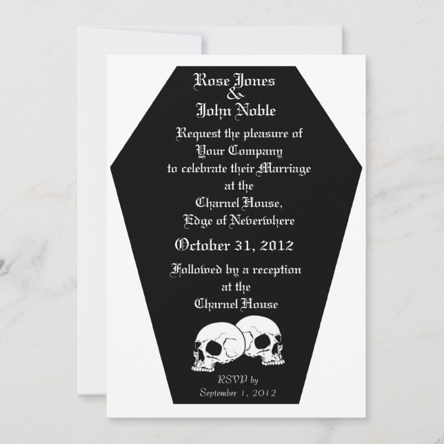 Coffin Ebony II (Blanco) Invitación a la boda (Anverso)