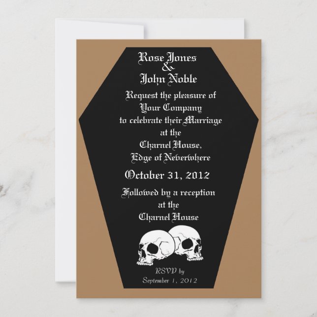Coffin Ebony (Tan) Invitación a la boda (Anverso)