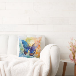 Cofre de Mariposa al Acuarela – Almohada Artística