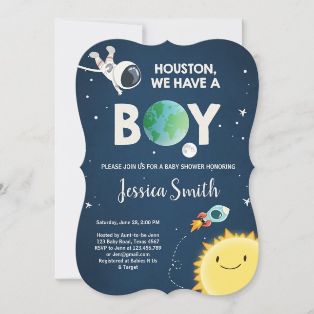 cohete astronauta espacial Baby Shower Invitación  (Anverso)