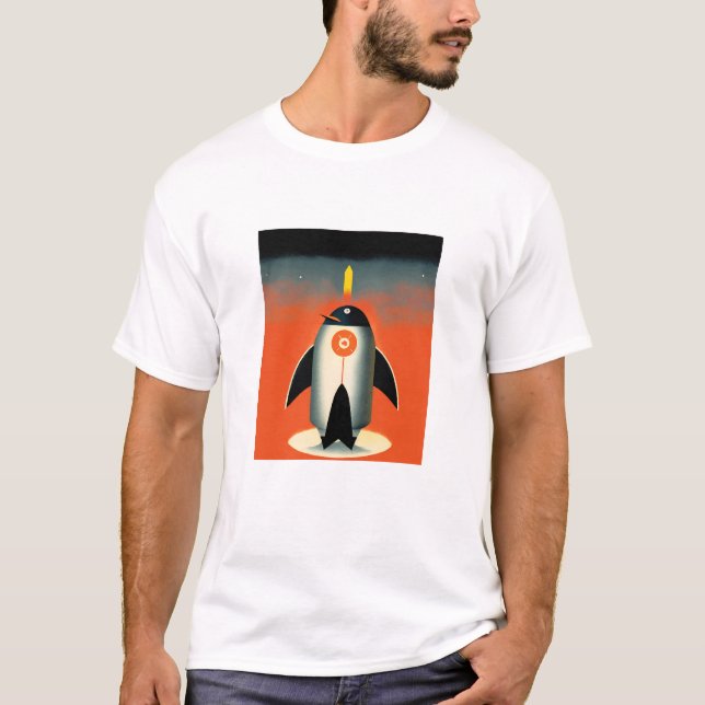 Cohete pingüino a camiseta de Marte (Anverso)