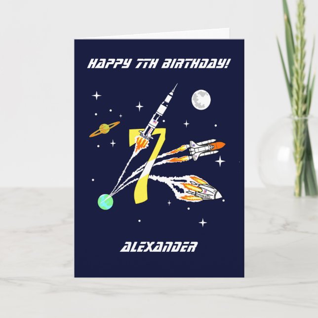 Cohetes espaciales - Séptima tarjeta de cumpleaños (Anverso)