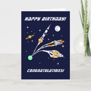 Cohetes espaciales - Tarjeta de cumpleaños