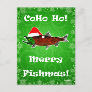 ¡CoHo Ho! Pescadores en verde - postal