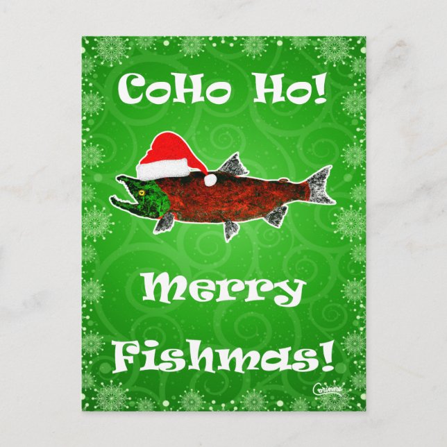 ¡CoHo Ho! Pescadores en verde - postal (Anverso)