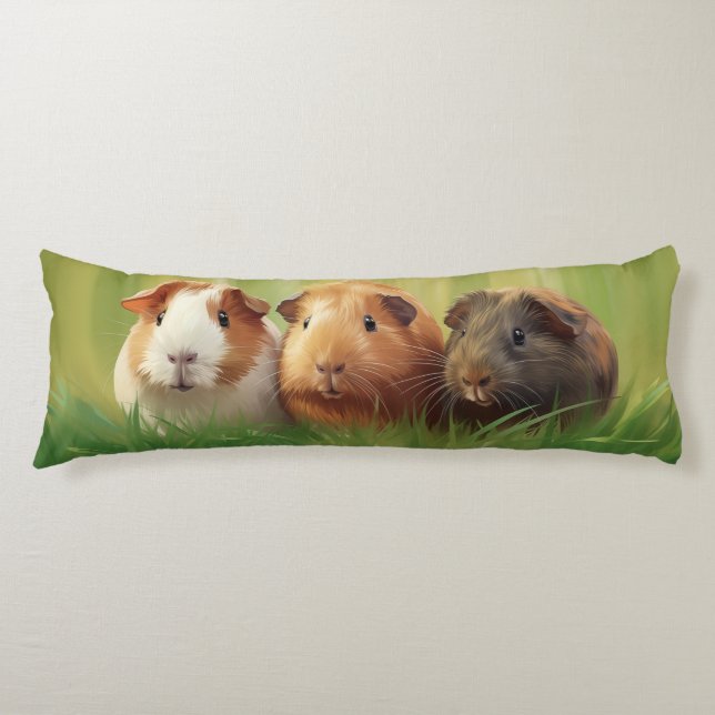 Cojín 3 cerdos de Guinea en hierba (Anverso)