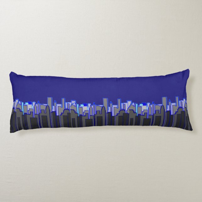 Cojín Abstract Blue City Skyline Art (Reverso)