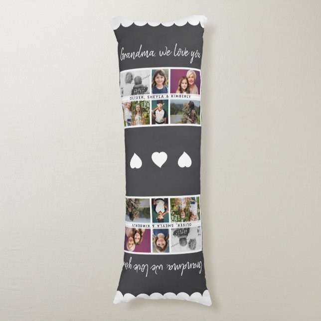 Cojín Abuela te amamos Nietos 6 Collages de fotos (Frente vertical)