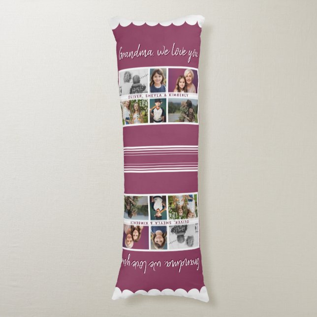 Cojín Abuela te amamos Nietos 6 Collages de fotos (Frente vertical)