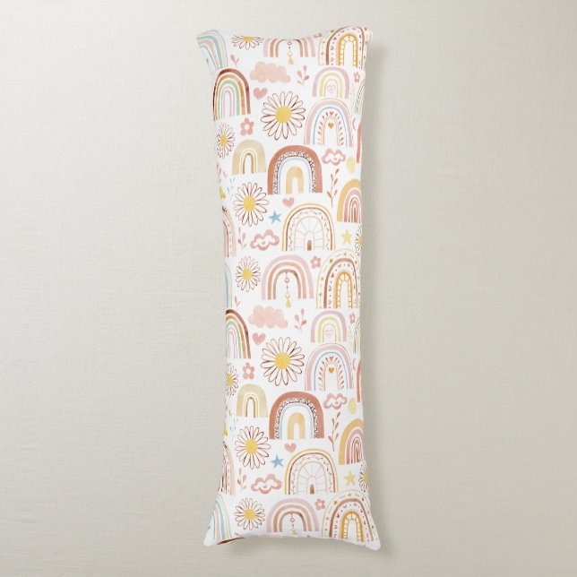 Cojín Abundantes arbustos coloridos y flores de margarit (Frente vertical)