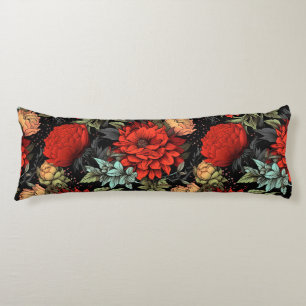 Cojín Academia Oscura Maximalista Floral Dahlia Roja