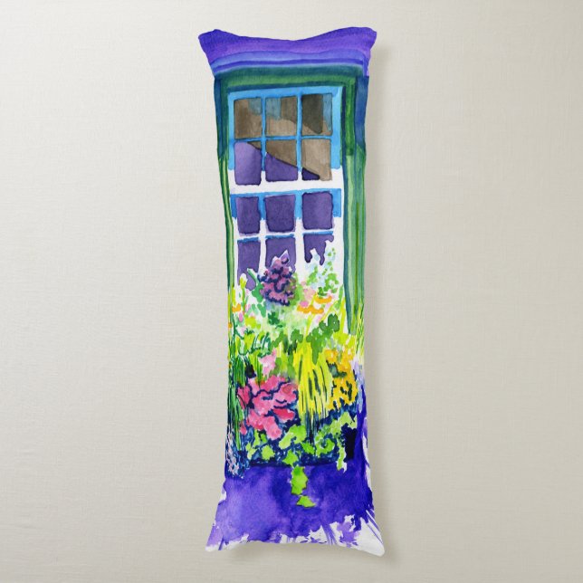 Cojín acuarela de Windowbox (Frente vertical)