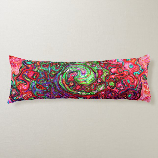 Cojín Acuarela Groovy Rojo Resumen Remoto Líquido Swirl (Anverso)
