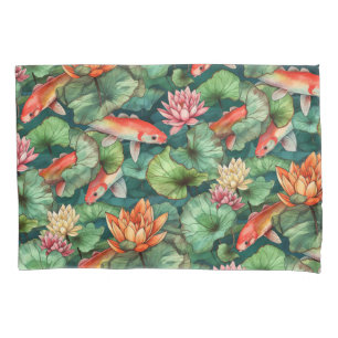 Cojín Acuarela Koi y funda de almohada Water Lilies
