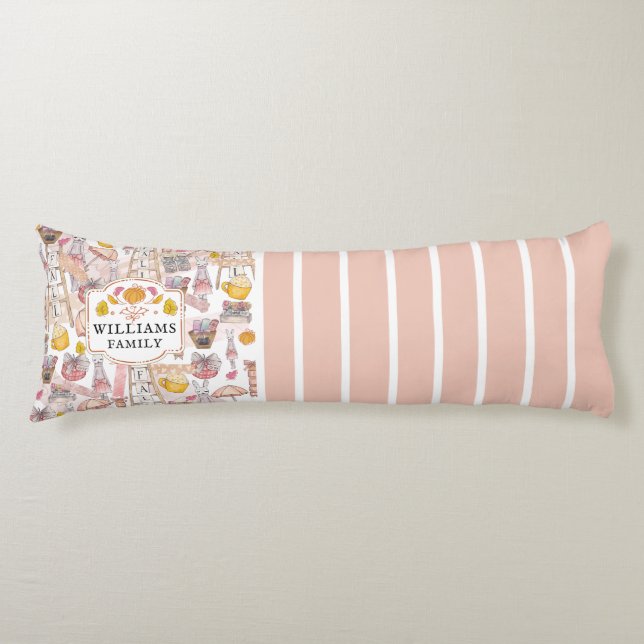 Cojín acuarela otoñal de familia personalizada (Anverso)