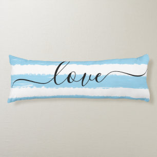 Cojín Acuarela rayada azul blanco Amor Sueño