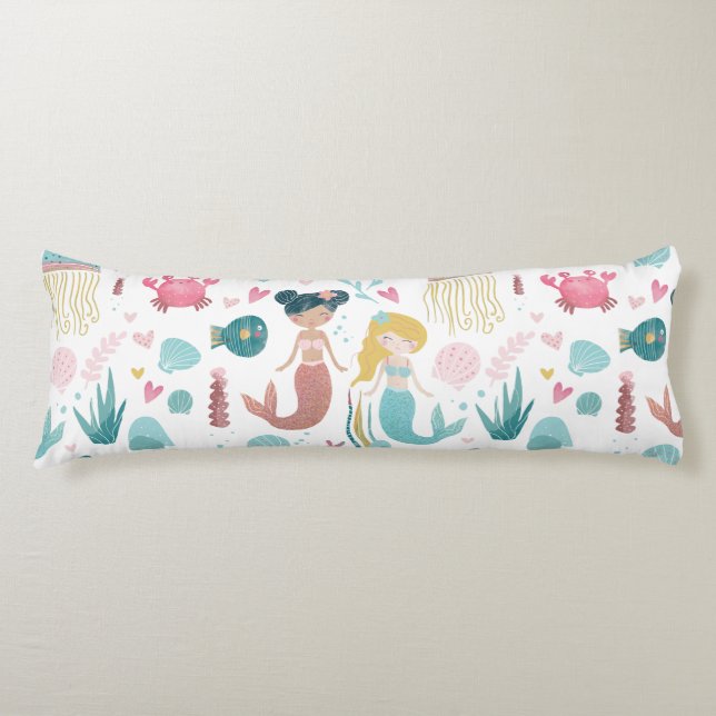 Cojín Acuarela Sirena / chica / habitación/ decoración / (Anverso)