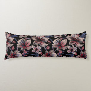 Cojín Acuarelas Crimson Floral sobre negro