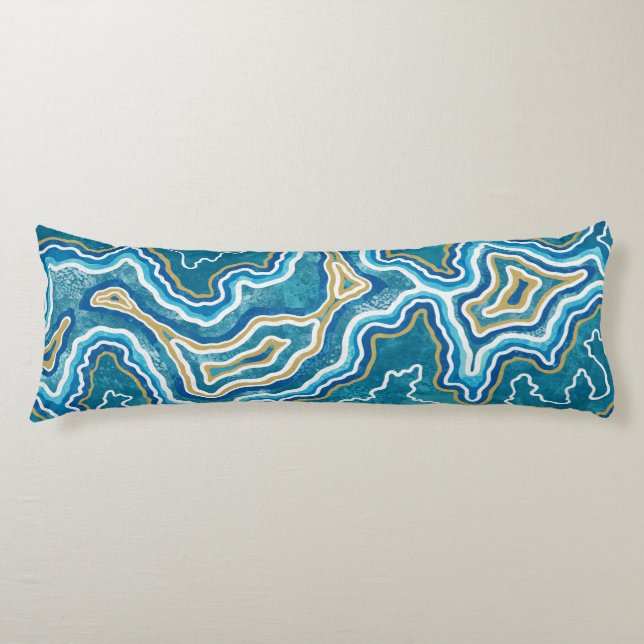 Cojín Agato gráfico de oro azul (Anverso)