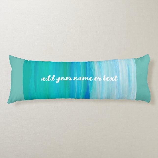 Cojín agregar su nombre o texto banda de color azul oceá (Anverso)
