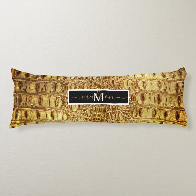 Cojín Alligator Crocodile Skiny Gold Personalizado (Anverso)