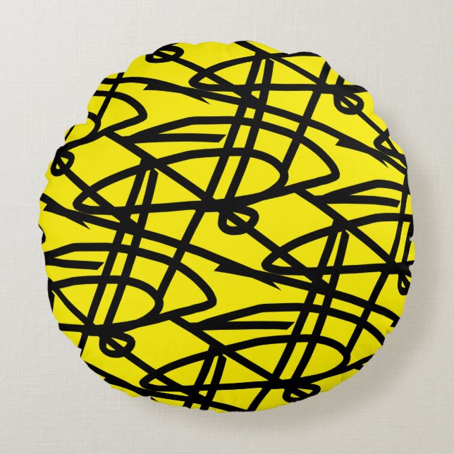 Cojín Almohada Amarillo Negro Minimalismo Abstract (Anverso)