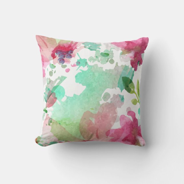 Cojín Almohada Diseño Floral Watercolor (Anverso)