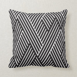 Cojín Almohada Líneas Cruzadas Negro
