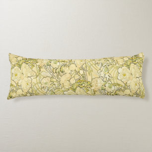 Cojín Alphonse Mucha Peonías Patrón Floral Art Nouveau