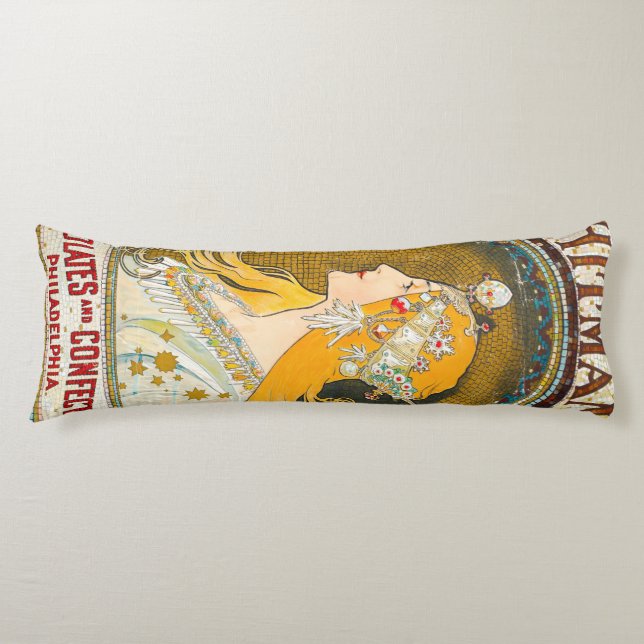 Cojín Alphonse Mucha vincula el anuncio de Whitman (Anverso)