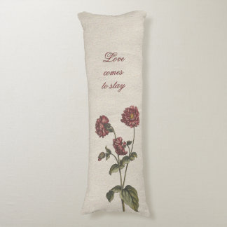Cojín Ama lo vintage floral, beige con texto romántico 