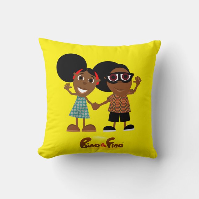 Cojín amarillo Bino y Fino (Anverso)