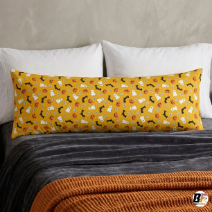 Cojín Amarillo y Naranja Feliz Halloween - Espeluznante