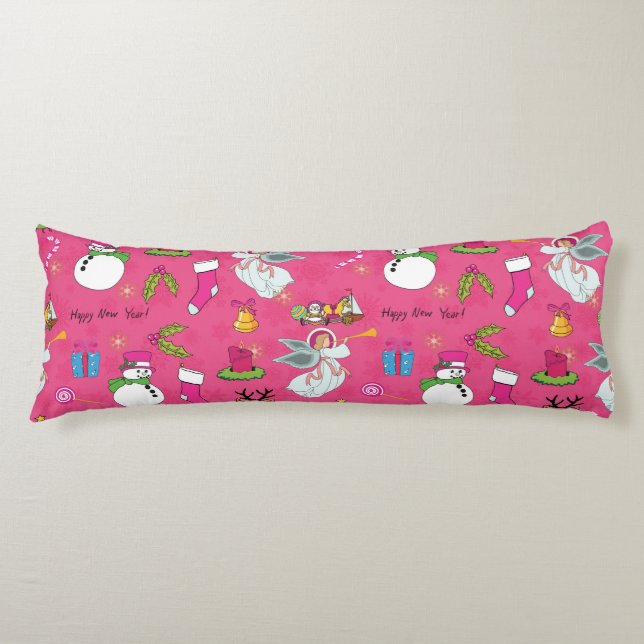 Cojín ángel, ciervo y muñeco de nieve de los navidades (Anverso)