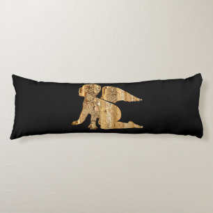 Cojín Ángel de bebé brillante Alas de oro negro Angélico