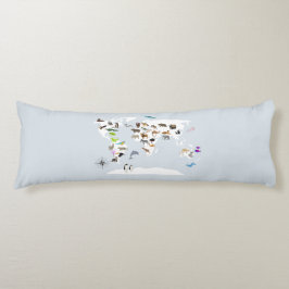 Cojín Animales del Mapa Mundial de Niños