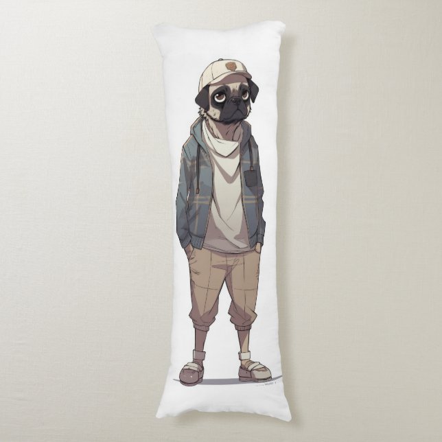 Cojín Anime de Pug Divertido  (Frente vertical)