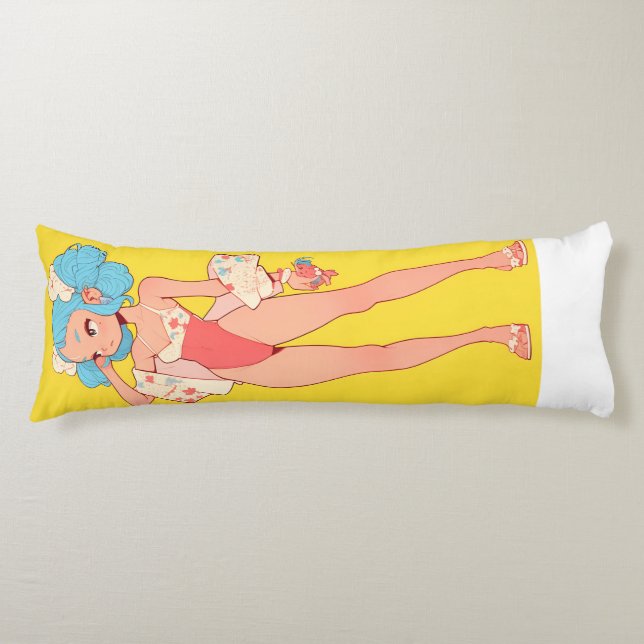 Cojín Anime Swimsuit Chica Amarillo (Anverso)