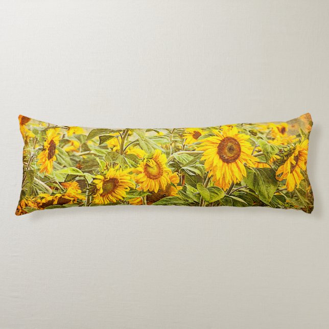 Cojín Antigüedad de la cosecha floral amarilla del campo (Anverso)
