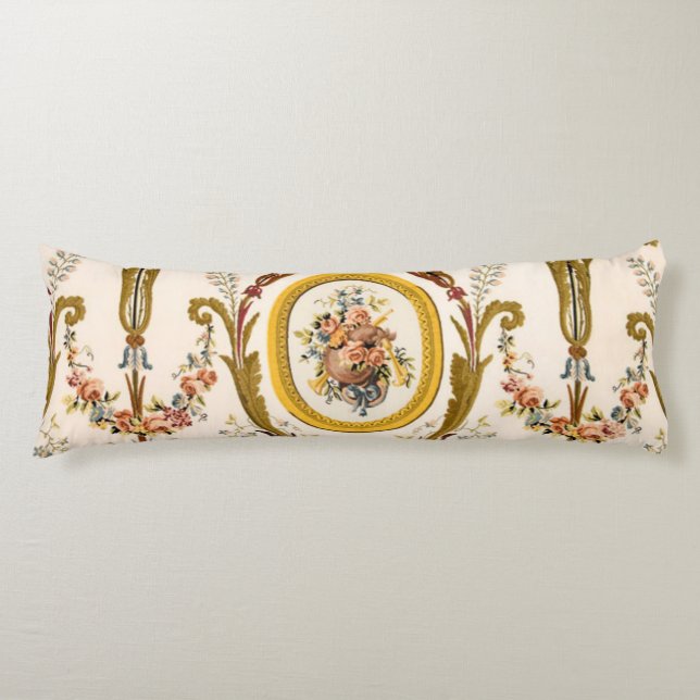 Cojín Antiguo Rococo Floral Gold Cream Elegante (Anverso)