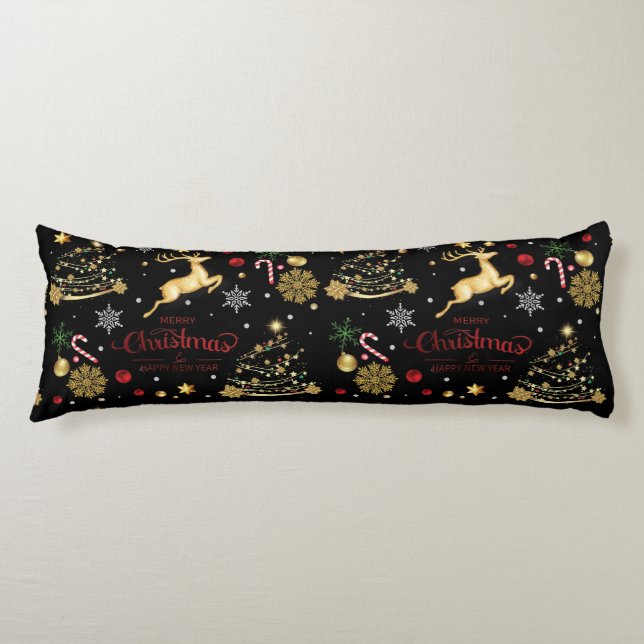 Cojín Árbol de Navidad Alegre Rojo (Anverso)