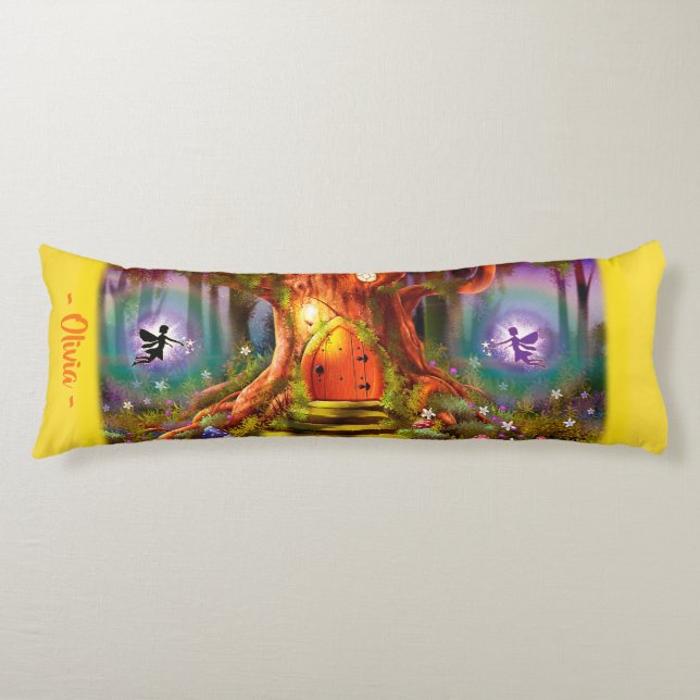 Cojín Árbol mágico de Hadas Sleepy. Personalizado Yellow (Anverso)