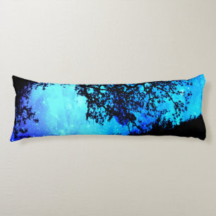 Cojín Árboles negros Turquoise Periwinkle espacio Pillow