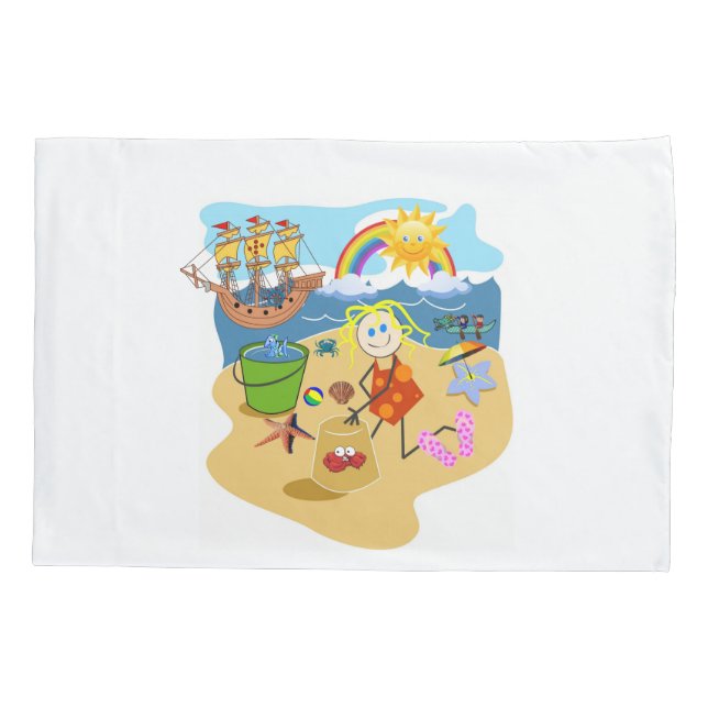 Cojín Arena de playa de sol arcoiris Funda Pillow (Reverso)